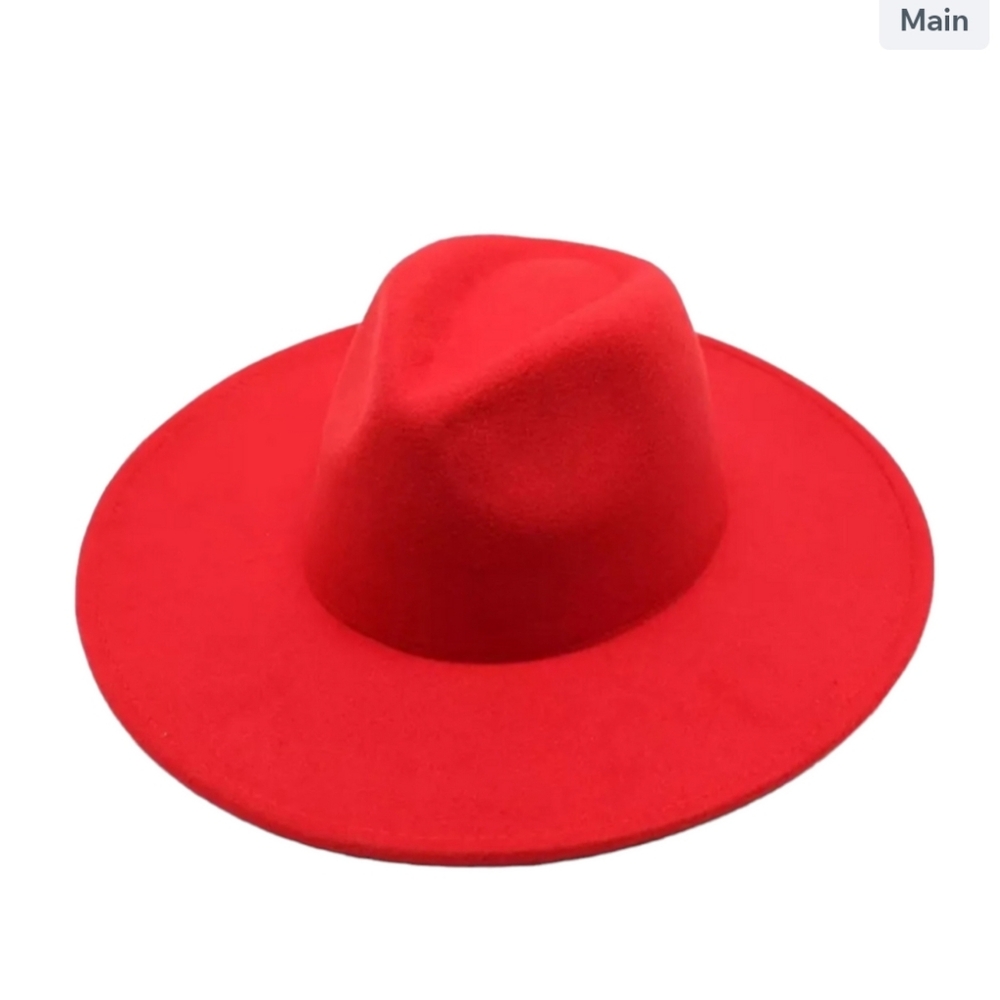RED Wide Brim Fedora hat